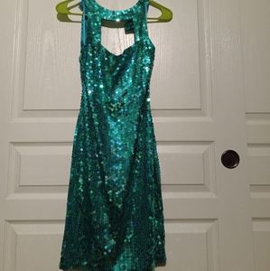 Blue green sequin dress